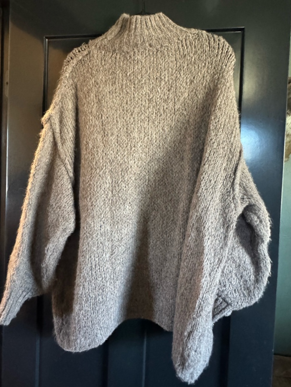 Cozy Chunky Knit Women's Sweater in Taupe - Picture 2 of 4